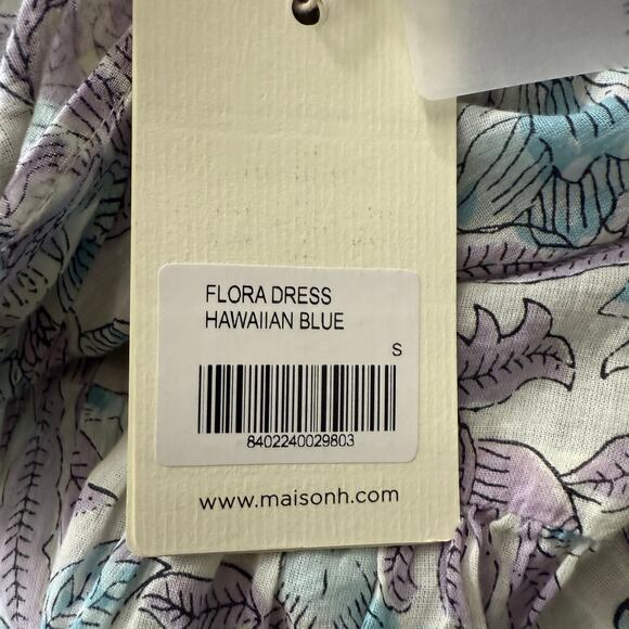 Maison Hotel Maxi Dress Size S Long Hawaiian Blue Purple Paradise Flora Boho NEW - Picture 12 of 12